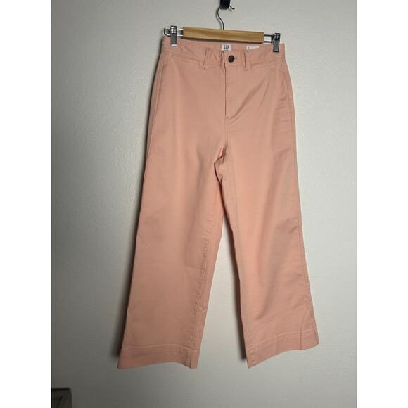 Gap Women Pants Wide Leg Crop High Rise Pink Stretch Boho City Retro Size 4 - Picture 1 of 5
